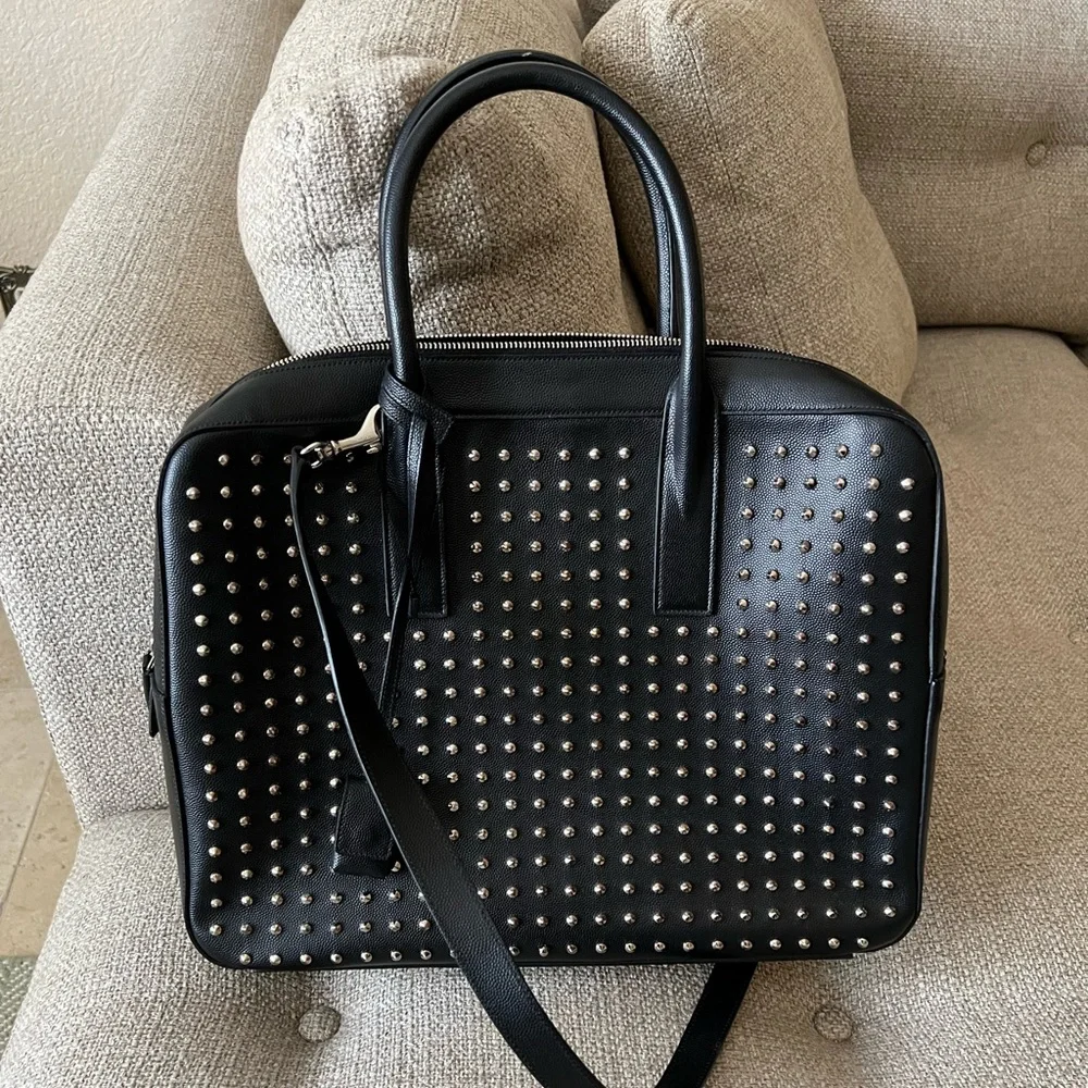 Saint Laurent YSL Sac Museum Black Studded Crossbody Bag NWT - Picture 5 of 16